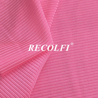 Pink Recycled Activewear Knit Fabric Eco Friendly Rib Yoga Wear Casual Leggings